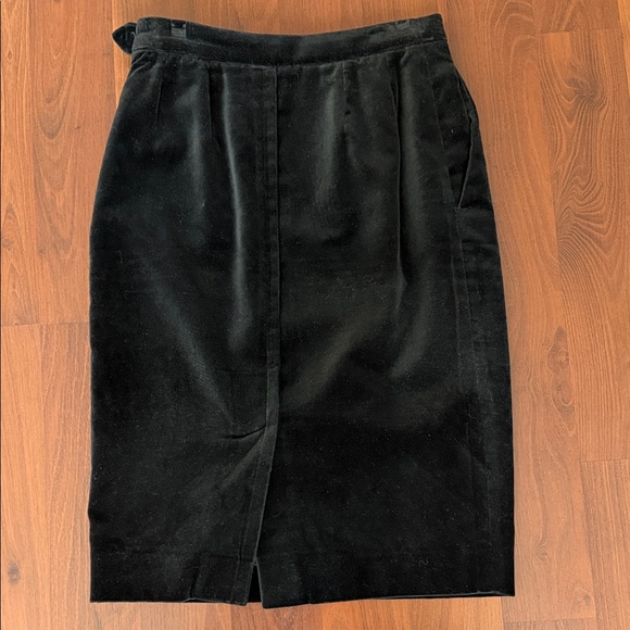 Vintage Yves Saint Laurent Black Velvet Pencil Skirt - Picture 3 of 5